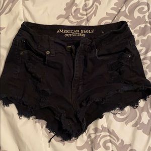 Black ripped jean shorts